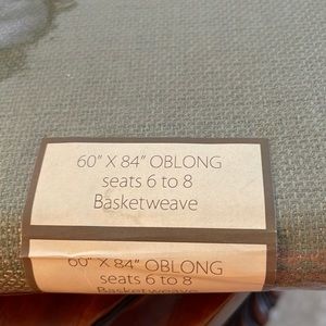 Basketweave Tablecloth, 100% Polyester. 60”x 84” Oblong, Sage